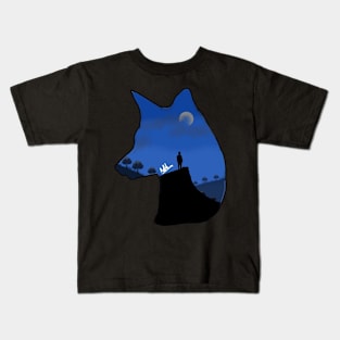 the siluet of wolf Kids T-Shirt